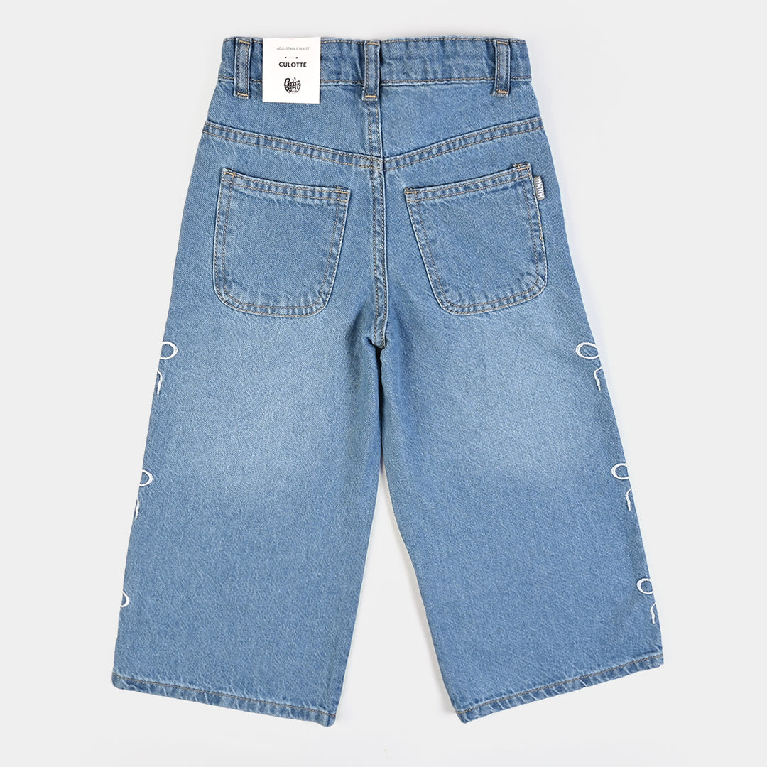 Girls Denim rigid Pant Big Bow-LT.Blue