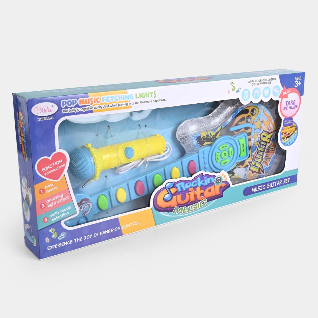 Electric Guitar Toy With Light, Music & Microphone For Kids