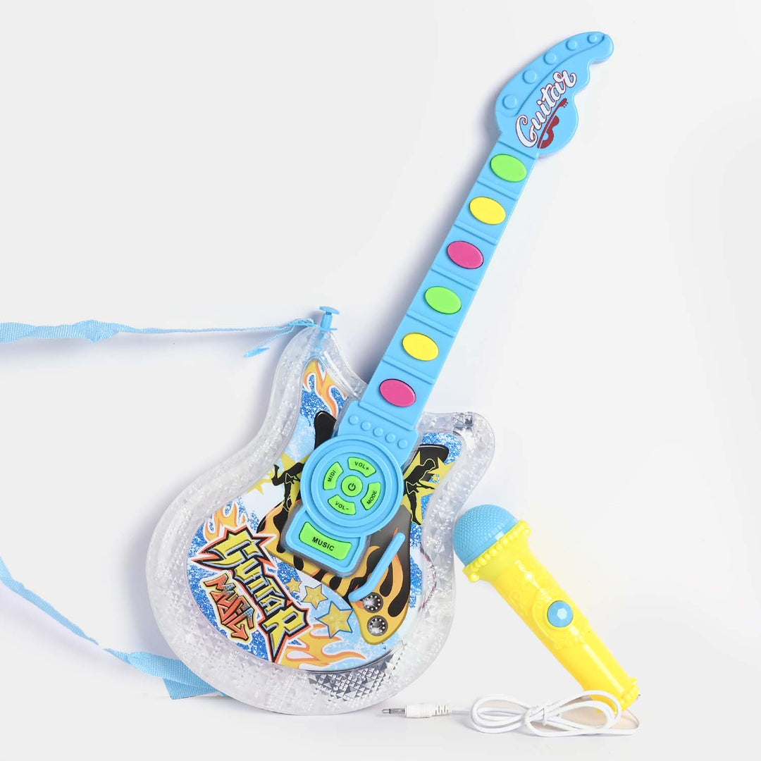 Electric Guitar Toy With Light, Music & Microphone For Kids