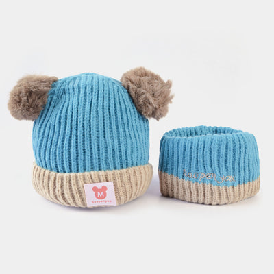 Woolen Cap/Hat + Neck Warmer 2PCs Set | 9M+