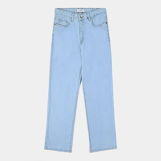 Teen Girls Denim Stretch Pant - Straight Fit-LIGHT BLUE