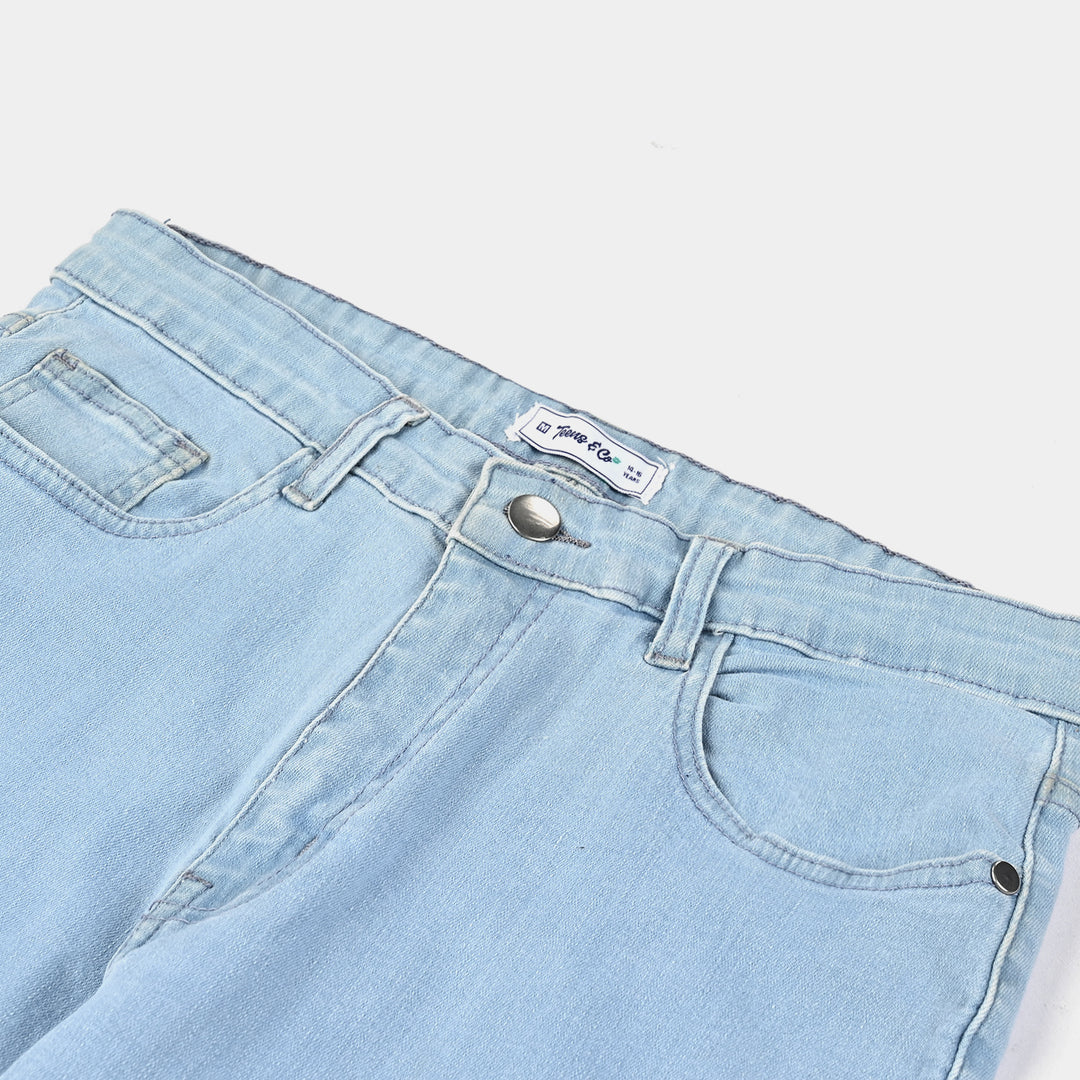 Teen Girls Denim Stretch Pant - Straight Fit-LIGHT BLUE