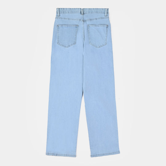 Teen Girls Denim Stretch Pant - Straight Fit-LIGHT BLUE