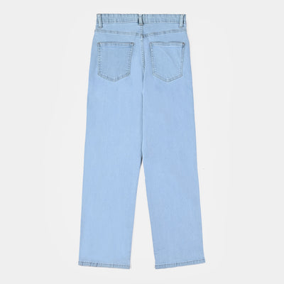 Teen Girls Denim Stretch Pant - Straight Fit-LIGHT BLUE