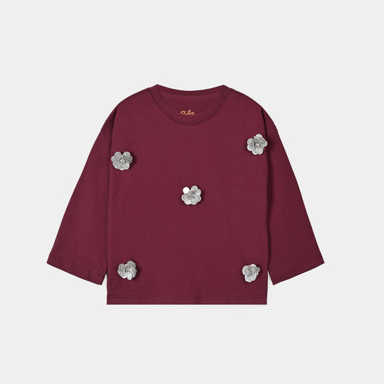 Girls Cotton Jersey T-Shirt F/S Flowers-Rhodendron