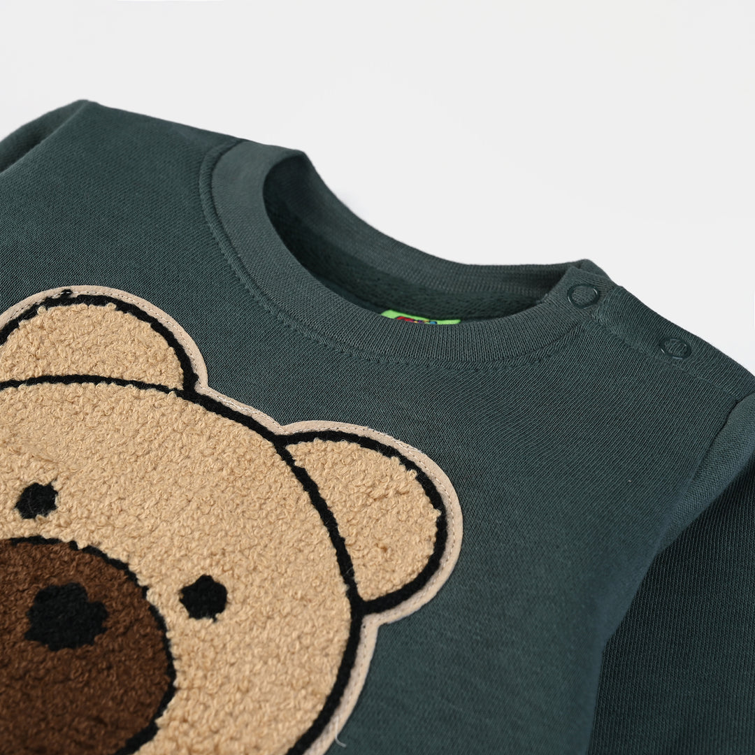 Infant Boys Fleece Sweatshirt Bear Face-L Green