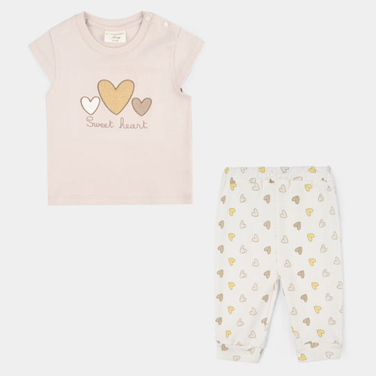 Infant Girls Jersey/Terry 2Pc Suit - Grey