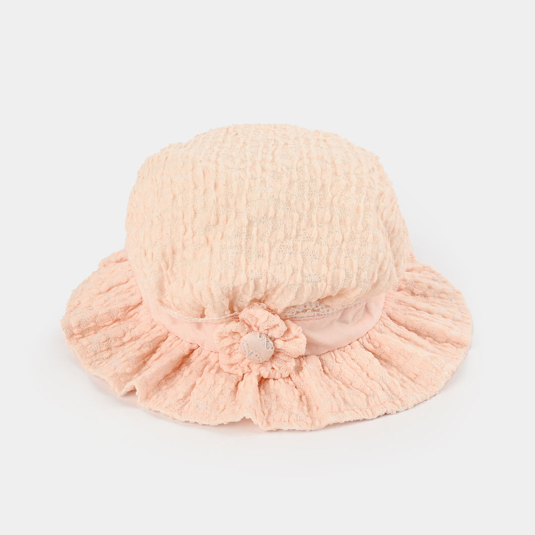 BABY ROUND CAP/HAT 9 MONTH +  | PEACH