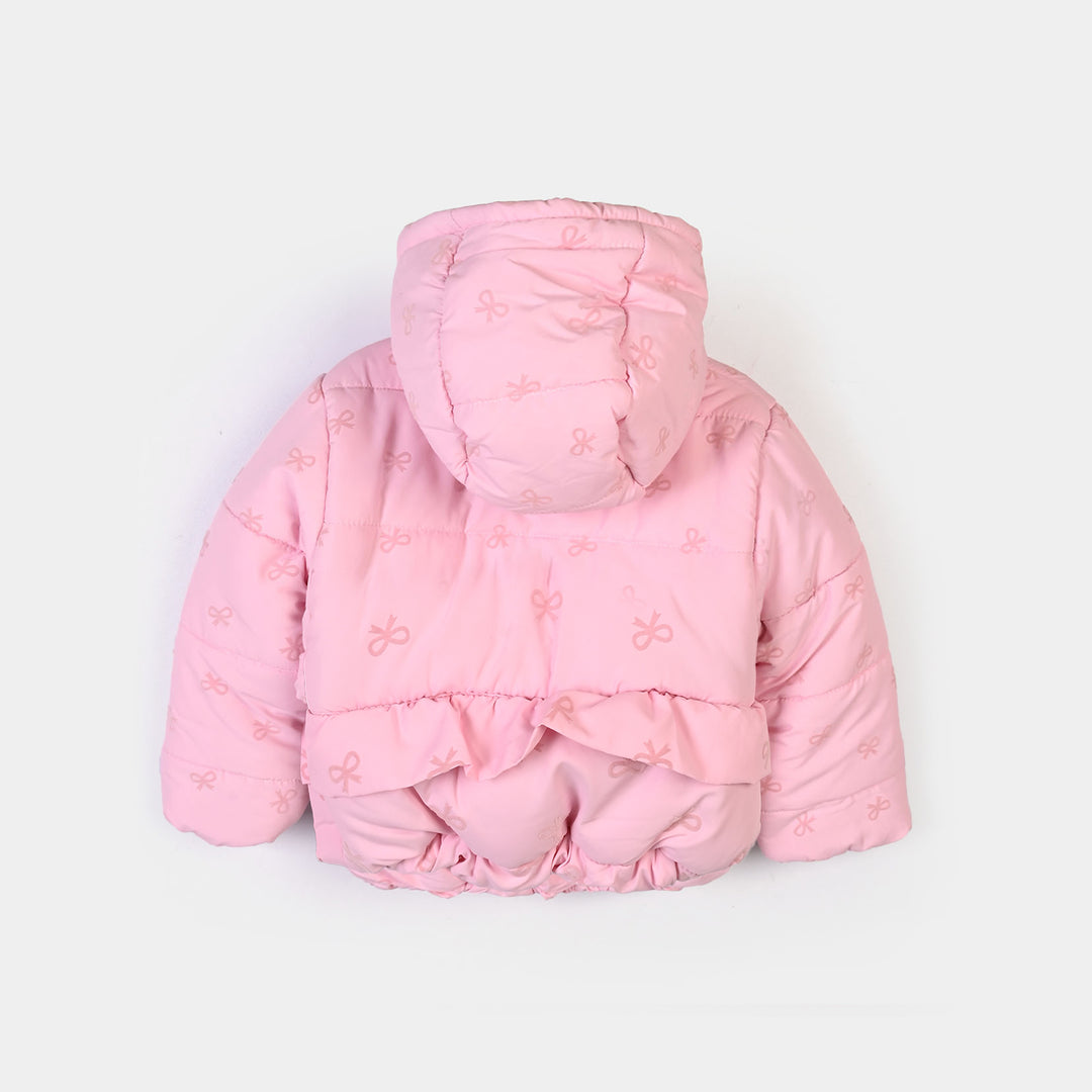 Infant Girls Polyester Quilted Jacket Bow Repeat-PINK