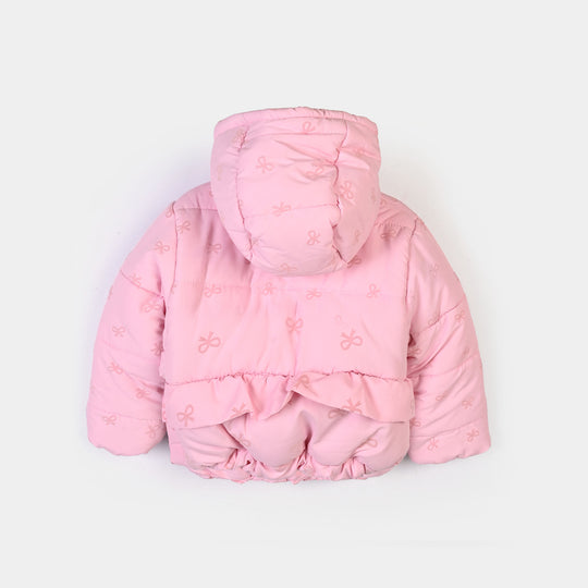 Infant Girls Polyester Quilted Jacket Bow Repeat-PINK