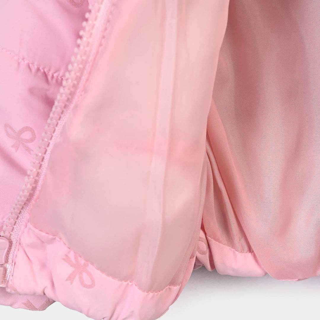 Infant Girls Polyester Quilted Jacket Bow Repeat-PINK
