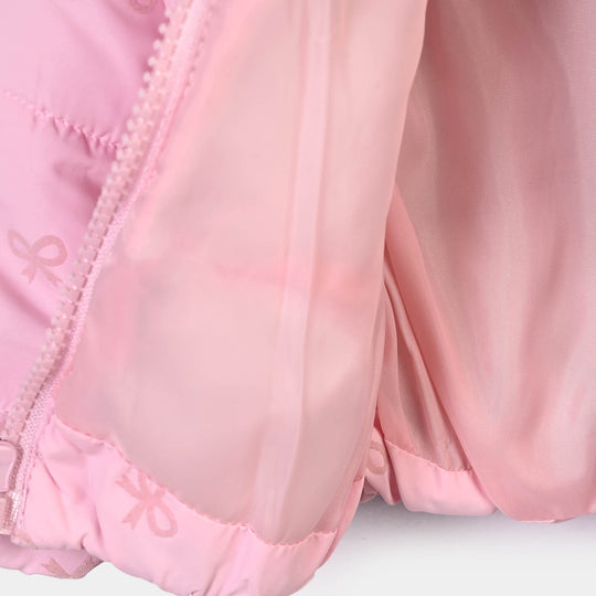 Infant Girls Polyester Quilted Jacket Bow Repeat-PINK