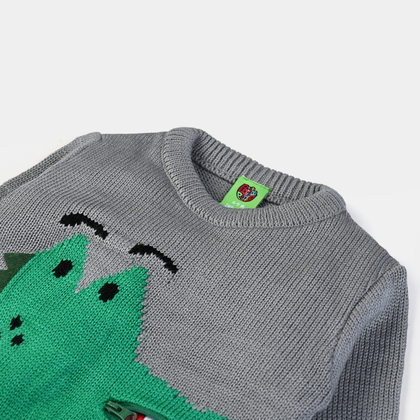 Infant Boys Acrylic Full Sleeves Sweater - GREY