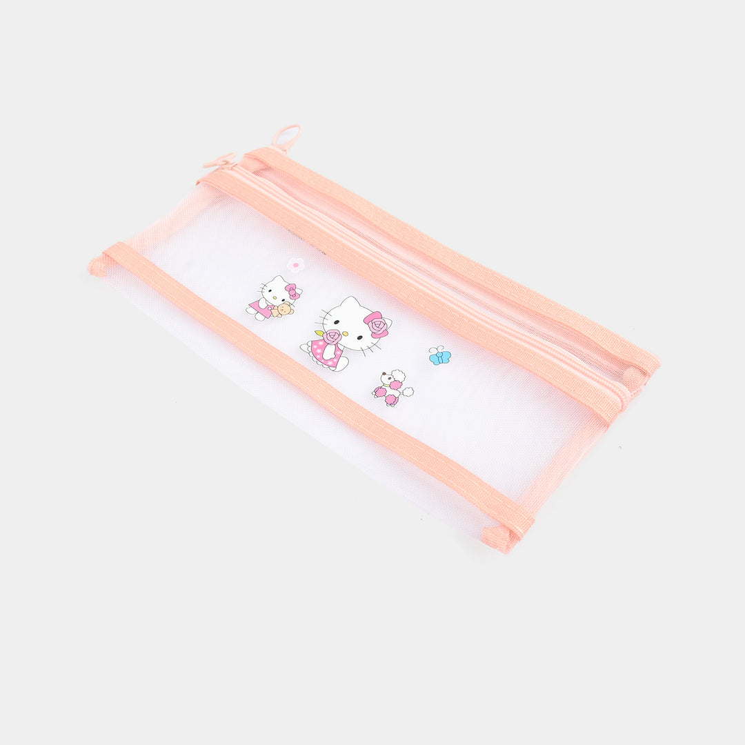 Dual-Zipper Transparent Mesh Pencil Case/Pouch