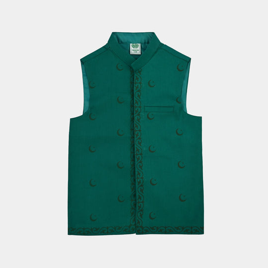 Boys Cotton Poplin 3Piece Suit (Chand Sitara)-GREEN
