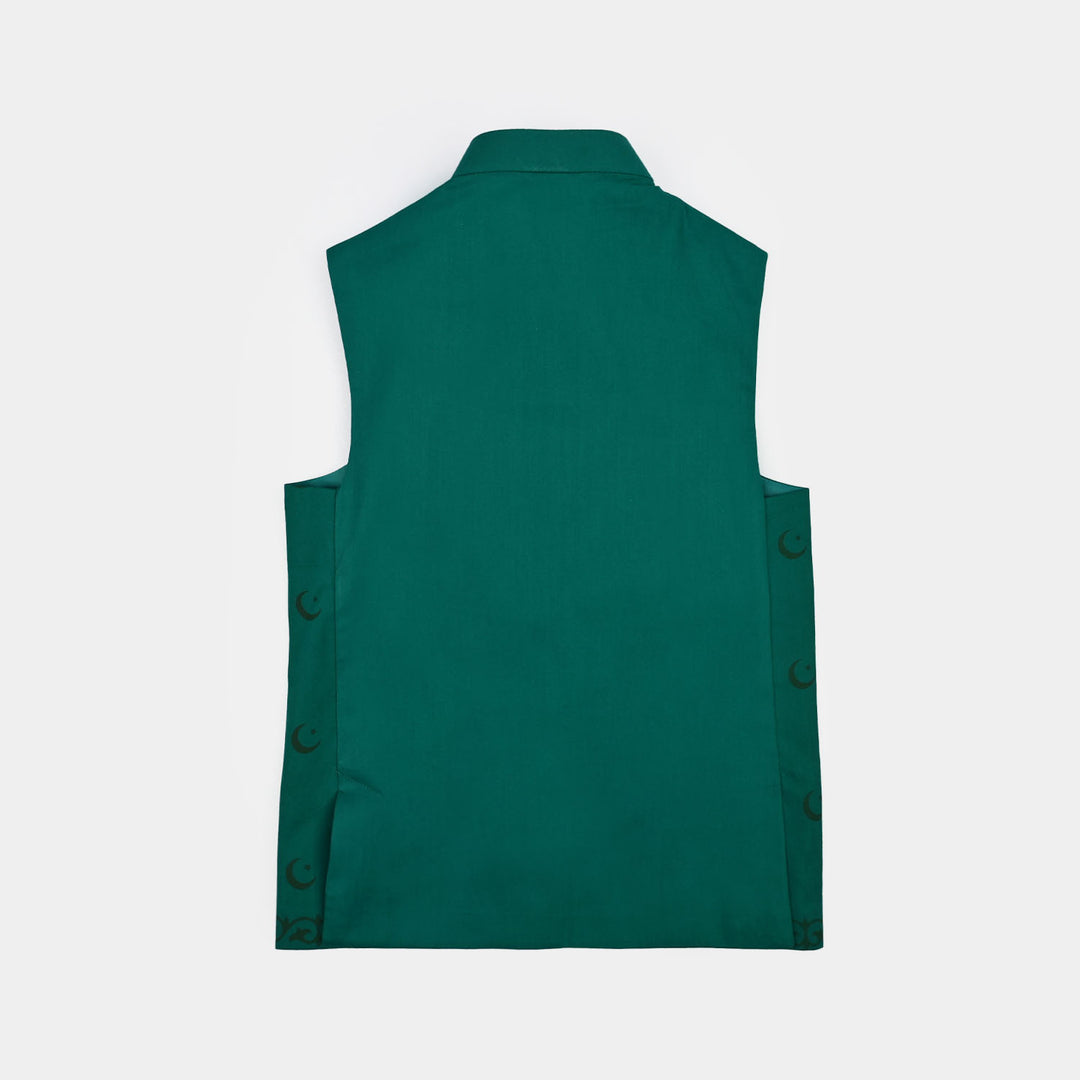 Boys Cotton Poplin 3Piece Suit (Chand Sitara)-GREEN