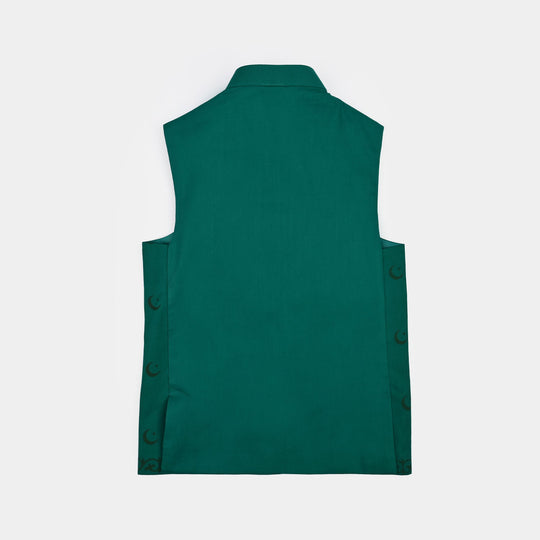 Boys Cotton Poplin 3Piece Suit (Chand Sitara)-GREEN