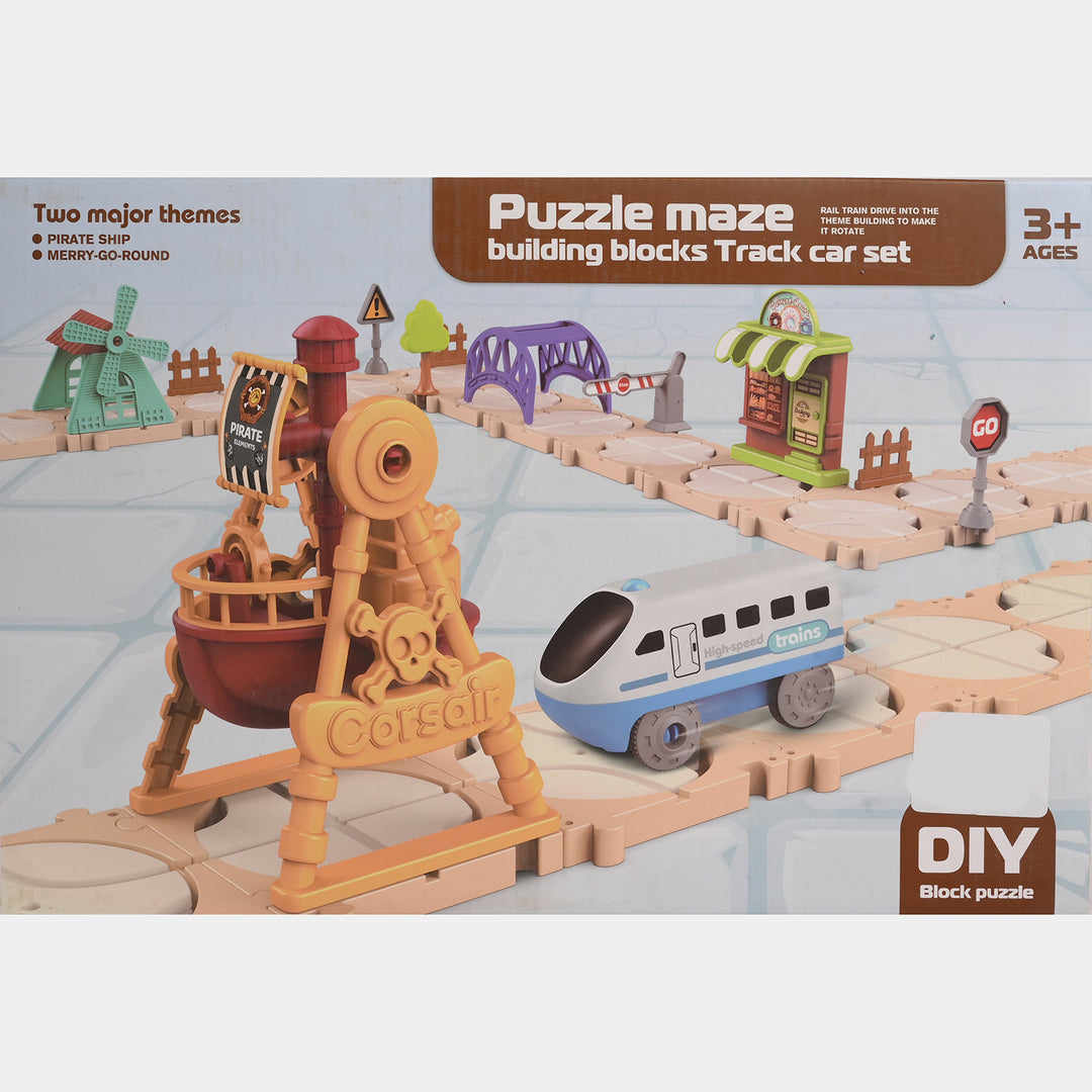 DIY Block Puzzle Rail Train Set
