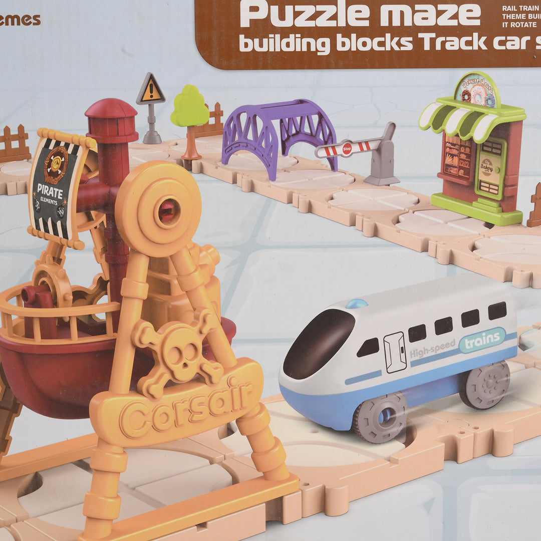 DIY Block Puzzle Rail Train Set