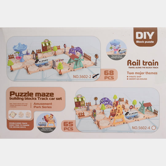 DIY Block Puzzle Rail Train Set