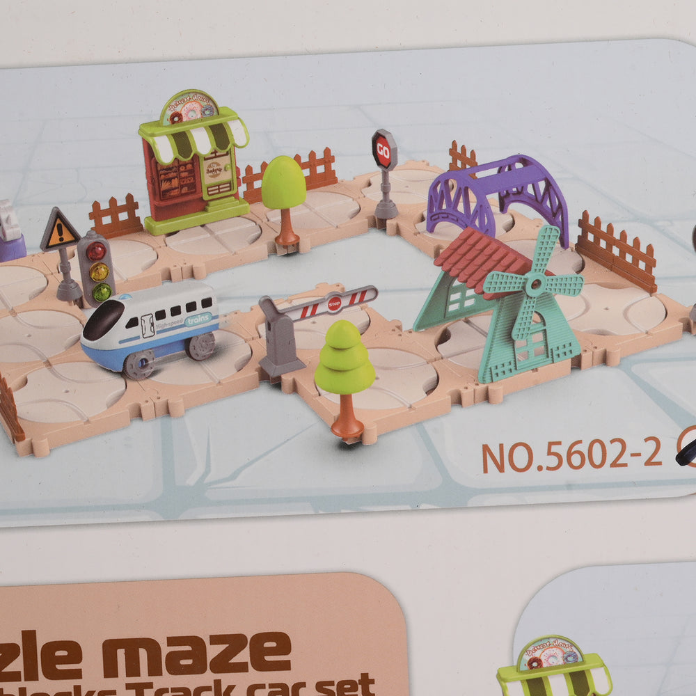 DIY Block Puzzle Rail Train Set