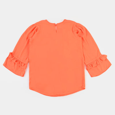 Girls Viscose Casual Top - Neon Orange
