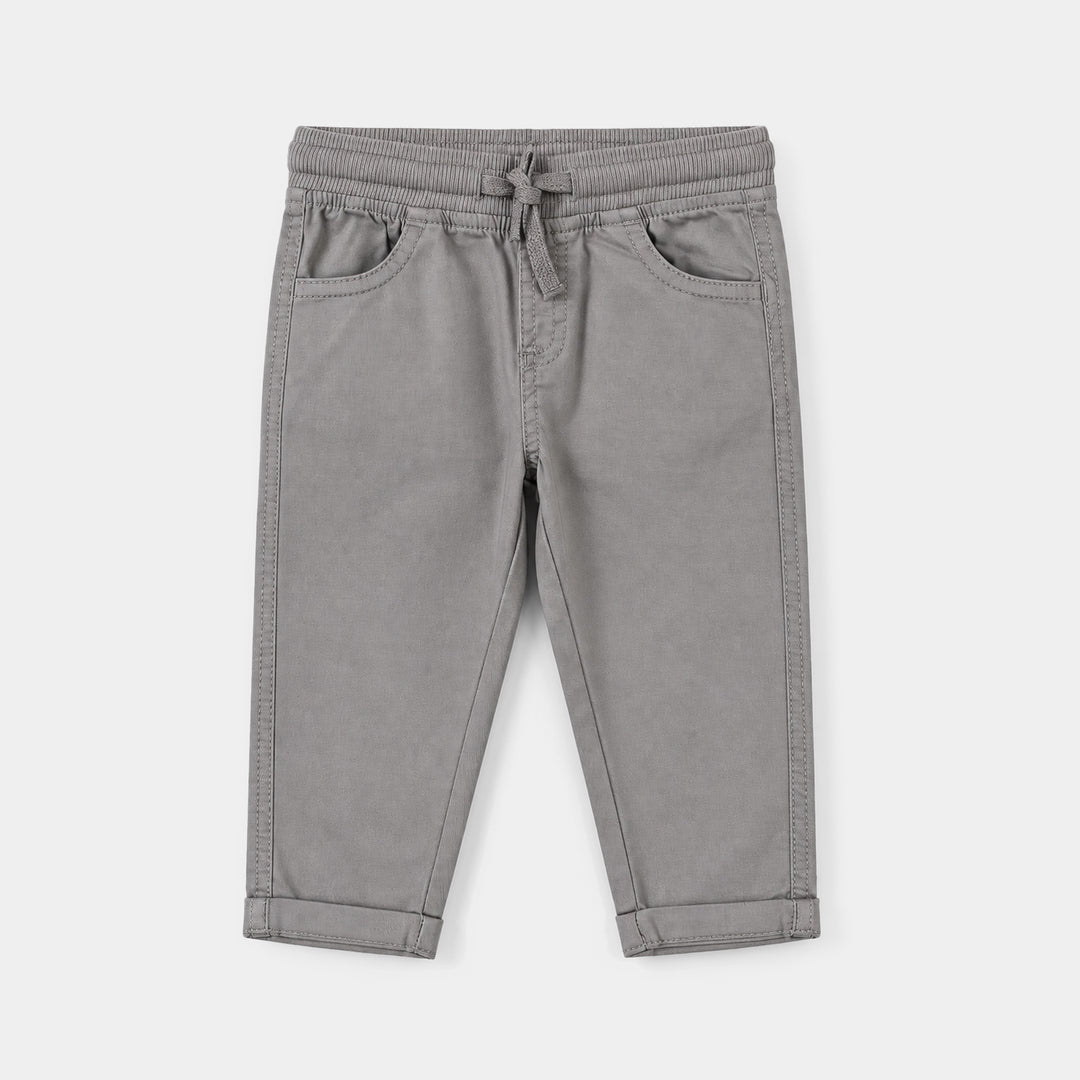 Infant Boys Cotton Twill Basic Pant-GREY