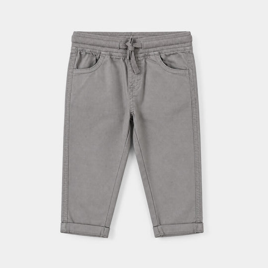 Infant Boys Cotton Twill Basic Pant-GREY