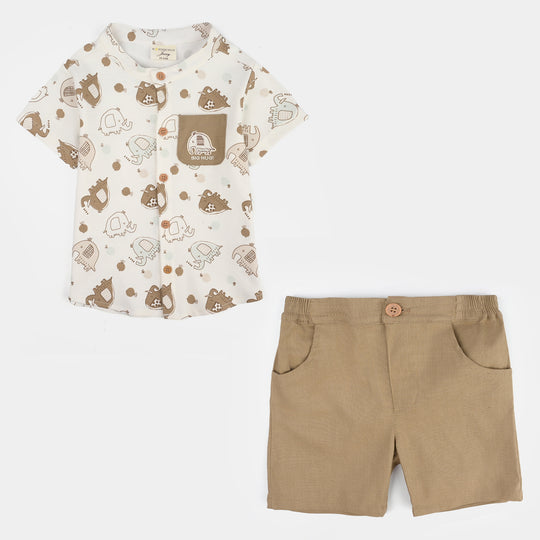 Infant Boys Jersey/Terry 2Pc Suit 287-008 E-C-BROWN