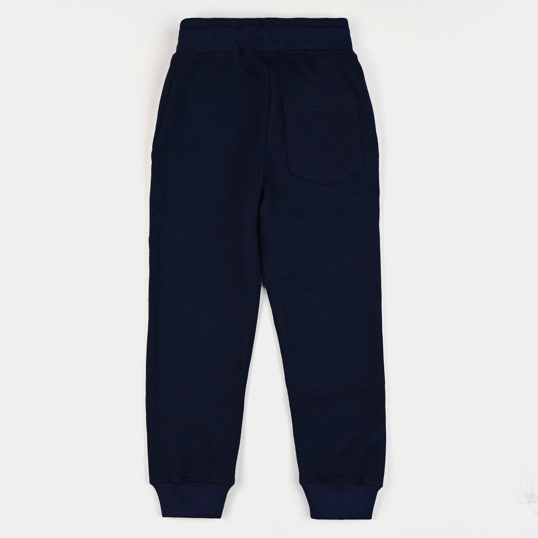 Boys Terry and Fleece Pajama Basic -NAVY