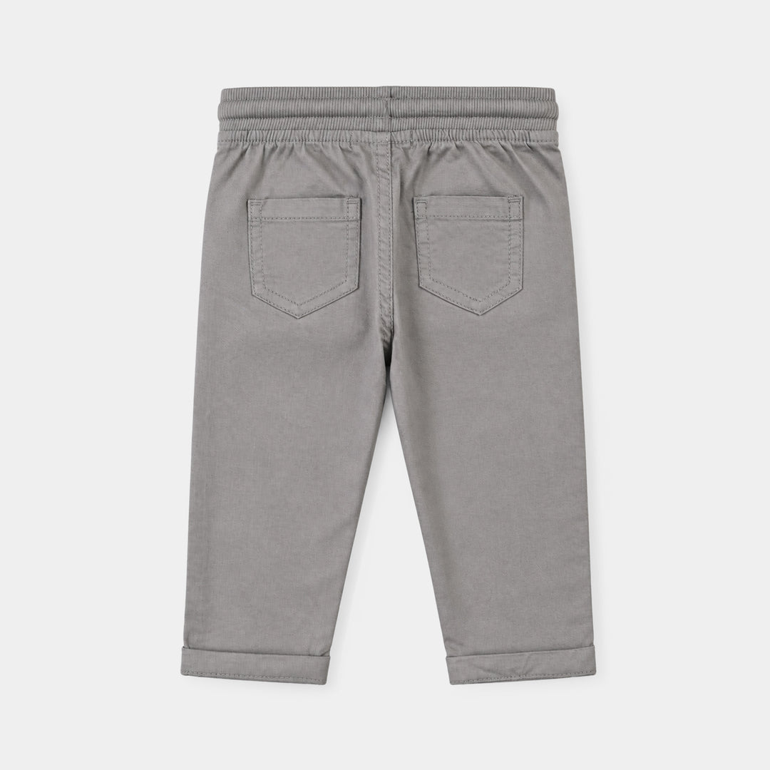 Infant Boys Cotton Twill Basic Pant-GREY