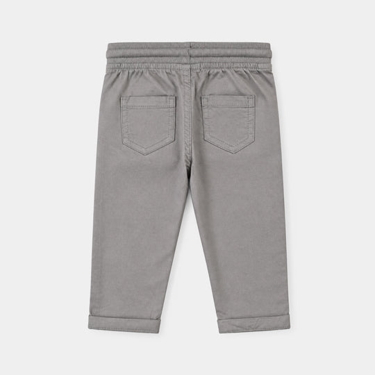 Infant Boys Cotton Twill Basic Pant-GREY