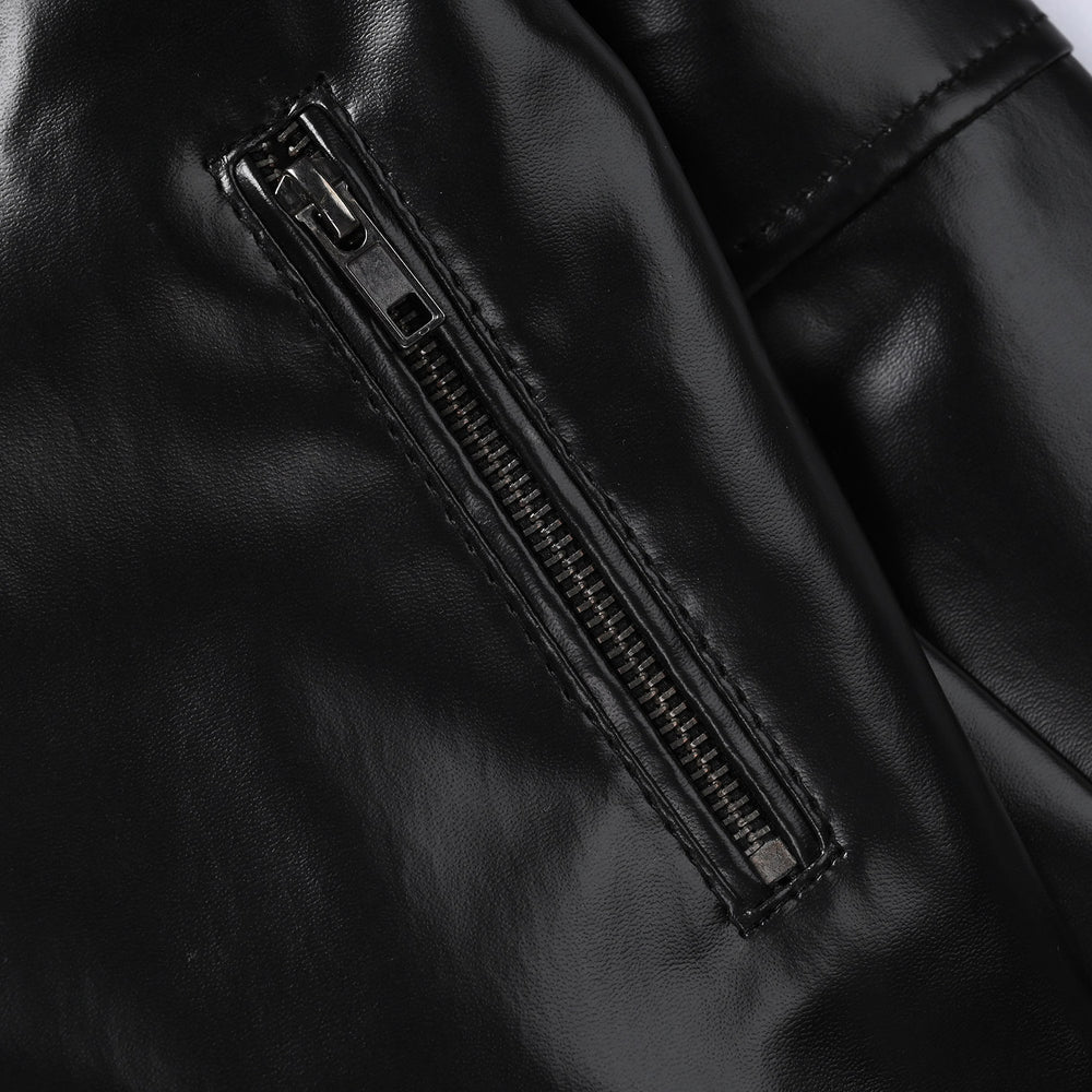 Boys Pu Jacket Overlap - Black