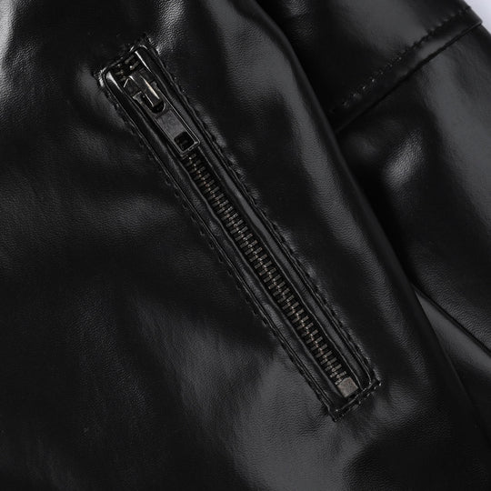 Boys Pu Jacket Overlap - Black