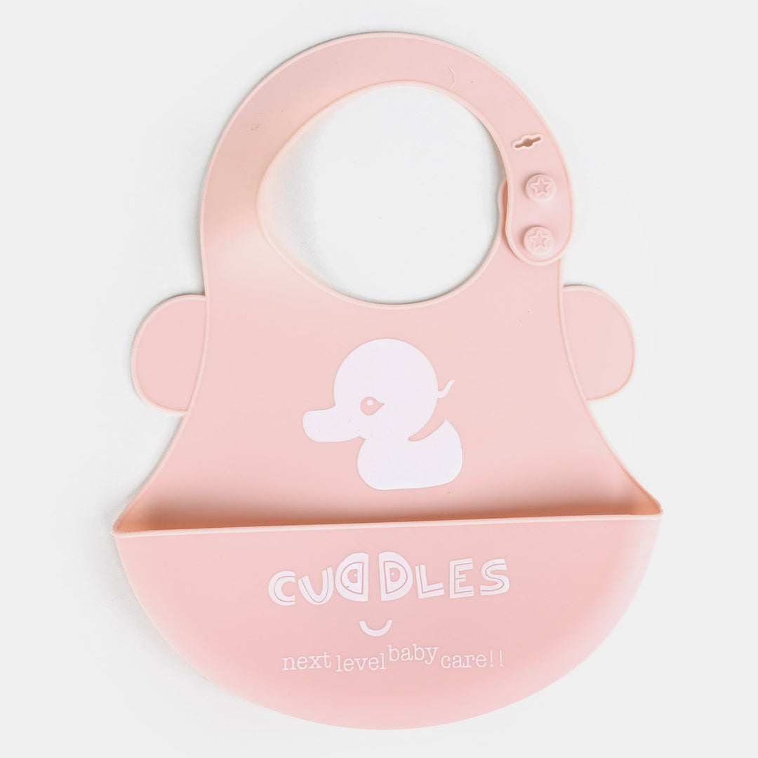 FOLD & GO CUDDLES SILICON BABY BIB | Pink