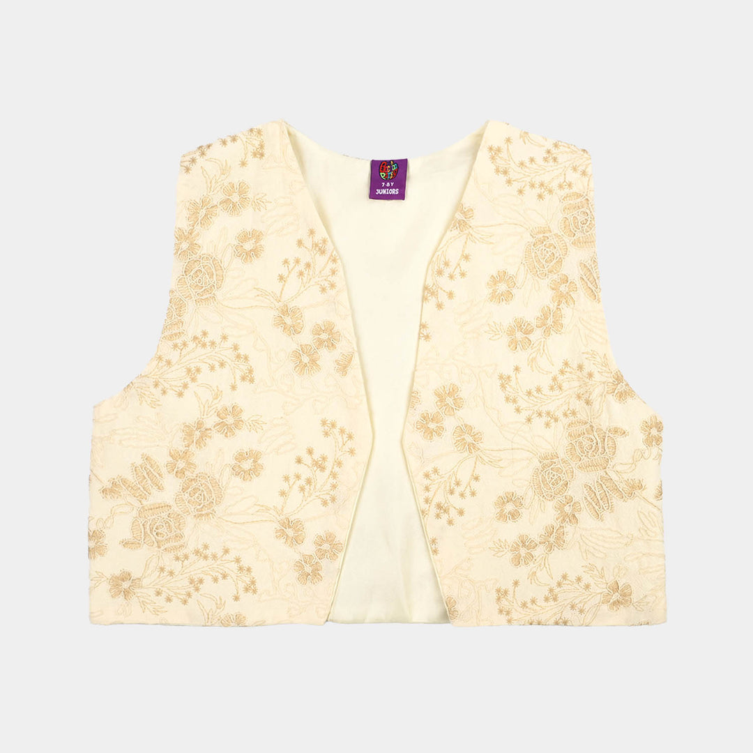 Girls Gauze Waist Coat Boho-BEIGE