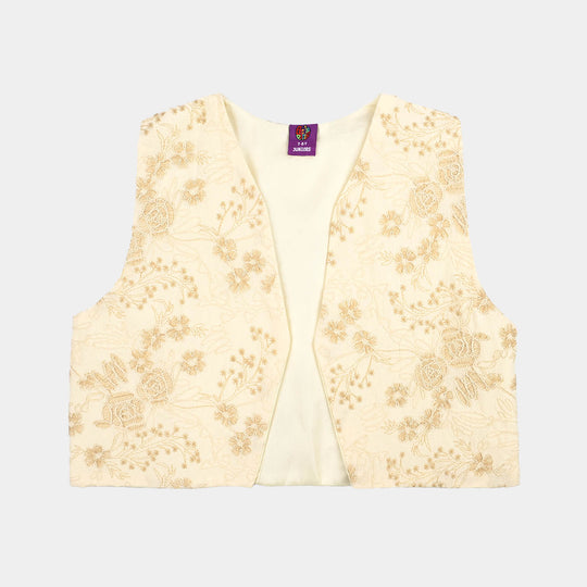 Girls Gauze Waist Coat Boho-BEIGE