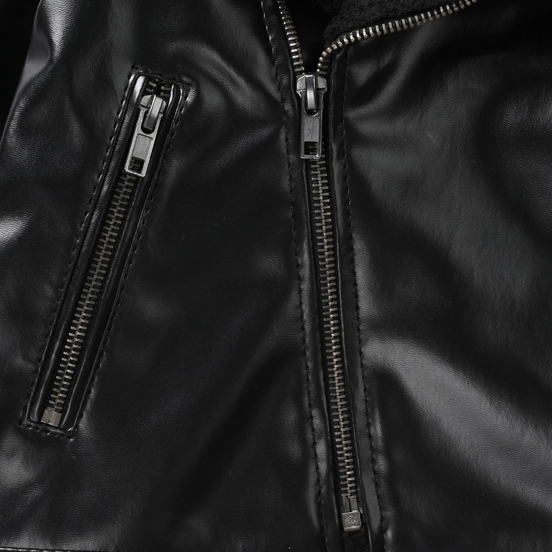 Boys Pu Jacket Overlap - Black