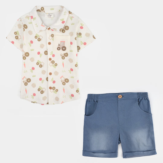 Infant Boys Jersey/Terry 2Pc Suit 287-029 E-C-WHITE