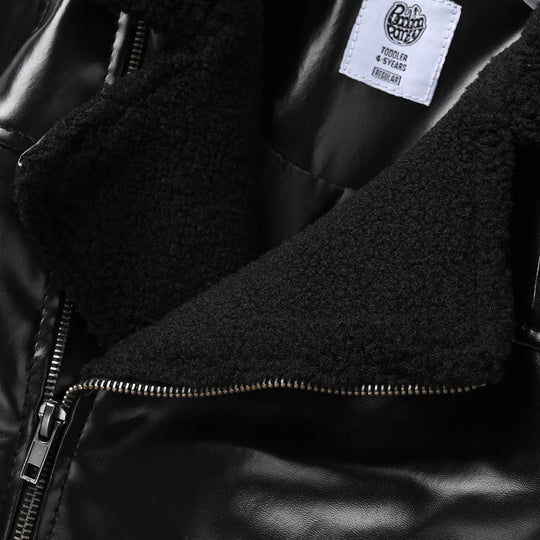 Boys Pu Jacket Overlap - Black