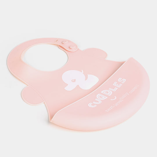 FOLD & GO CUDDLES SILICON BABY BIB | Pink