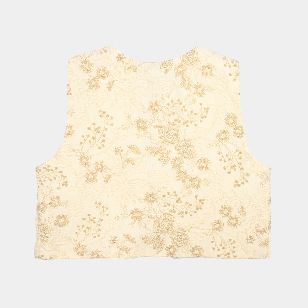 Girls Gauze Waist Coat Boho-BEIGE