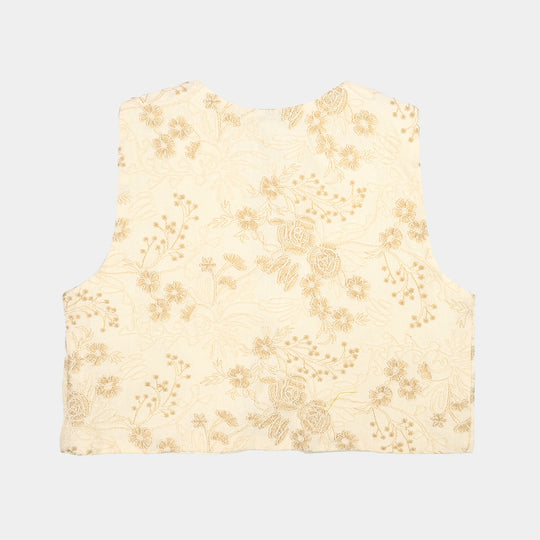 Girls Gauze Waist Coat Boho-BEIGE