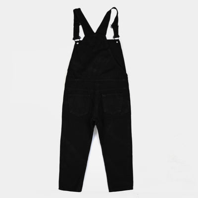 Boys Cotton Dungaree Applique-BLACK