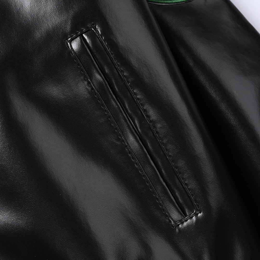 Boys Pu Leather Jacket Race Team - Black