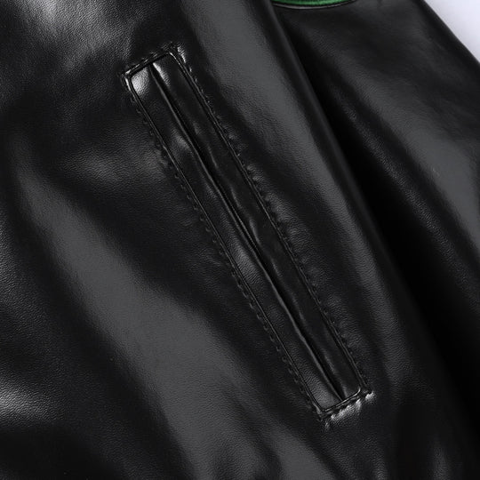 Boys Pu Leather Jacket Race Team - Black