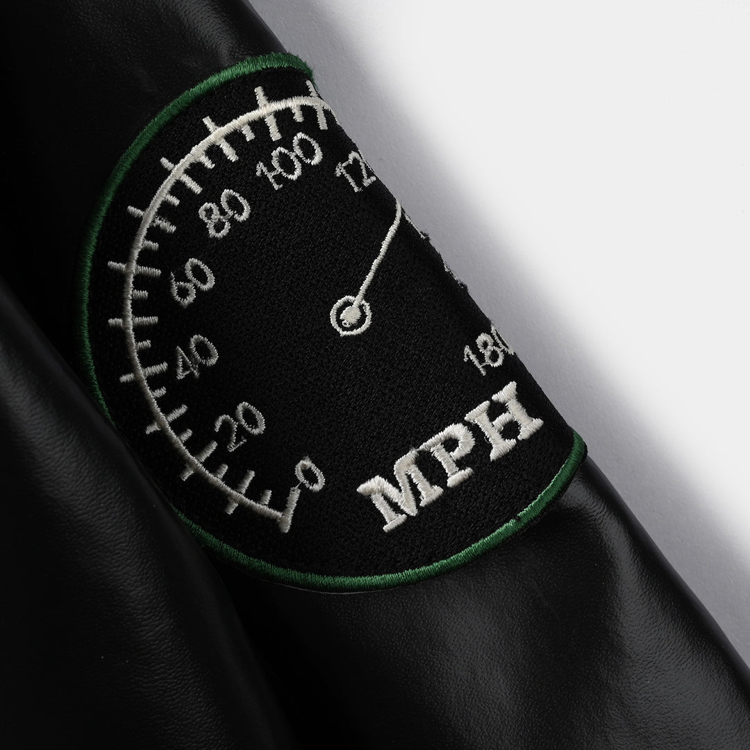 Boys Pu Leather Jacket Race Team - Black