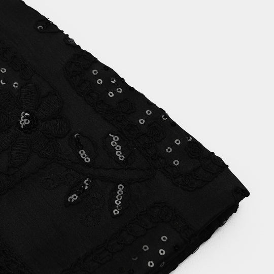 Girls Polyester Waist Coat Moon-BLACK