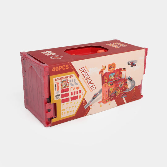 Fire Station Parking Lot Playset | 40PCs