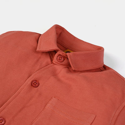 Boys Pique Casual Shirt F/S Basic - Mecca Orange